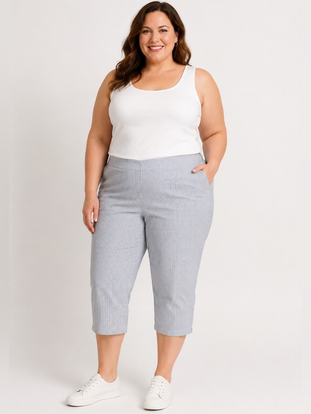 NWT Lila Rose Striped Pull On Stretch Capri Pants Plus Size 22W